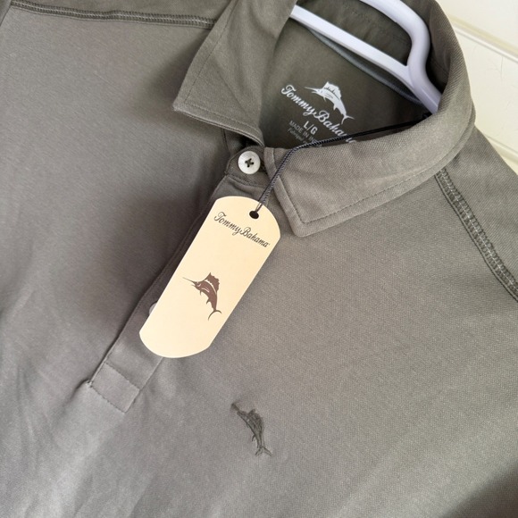 Tommy Bahama Polo Shirt Mens Large L Tea Leaf Green Short Sleeve New with Tags - Picture 1 of 8